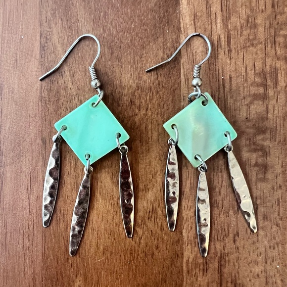 Artisan Green Dangle Earrings - Picture 4 of 8